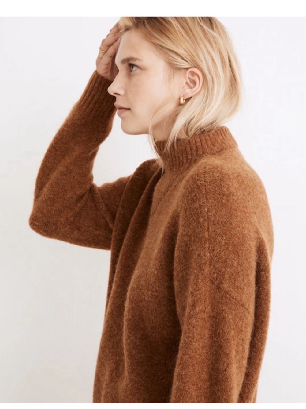 Madewell Dillon Mockneck Pullover Sweater Heather Cumin - Picture 2 of 9